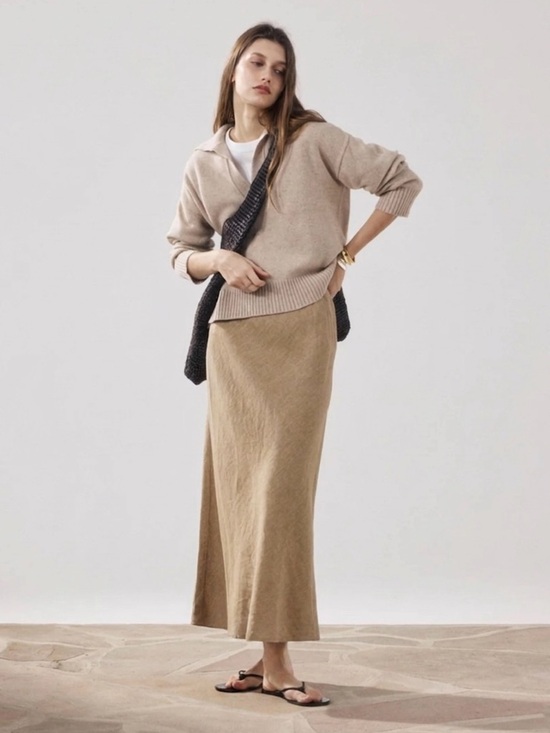 Banana Republic Dresses & Skirts - SOLD Banana Republic Linen Maxi Slip Skirt Size Medium Tan
